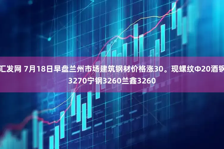 汇发网 7月18日早盘兰州市场建筑钢材价格涨30。现螺纹Φ20酒钢3270宁钢3260兰鑫3260